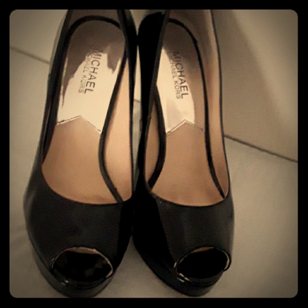 Michael Kors black open toe heels
